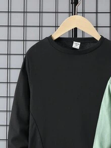 SHEIN Ung pojke 2 st. Enfärgad T-shirt - Svart - Visa 5