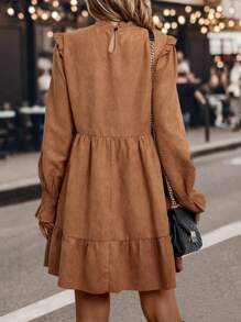SHEIN LUNE Frill Trim Flounce Sleeve Ruffle Hem Smock Dress