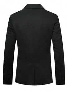 Manfinity Mode Nam Lỏng lẻo phù hợp Màu thuần Nút đơn Cổ bẻ Áo vest - màu đen - Xem 2