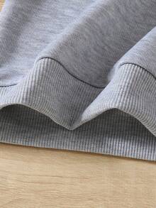 Baby Girl Letter Print Loose Casual Crew Neck Long Sleeve Sweatshirt - Light Grey - View 4