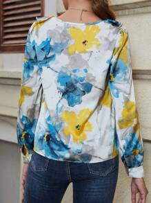 SHEIN LUNE Camicetta con stampa floreale con bordo a volant