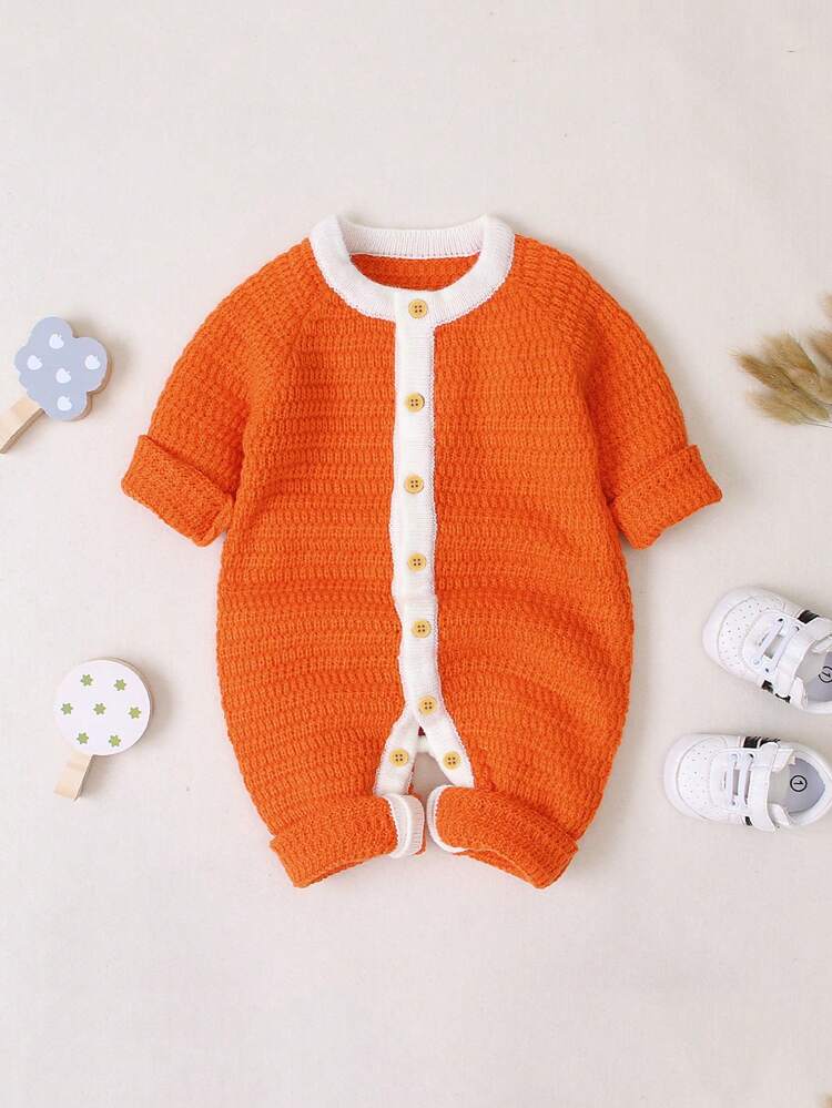 Baby Girls' Color Block Romper With Contrast Edge