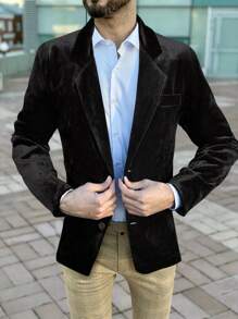 Manfinity Homme Men's Single-breasted Suit Jacket - Black - View 1