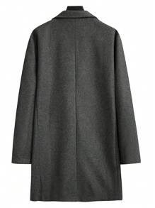 Manfinity Homme Men Lapel Neck Single Breasted Overcoat - Dark Grey - View 2