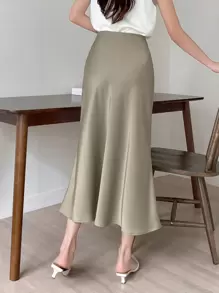 DAZY High Waist Mermaid Hem Skirt - Apricot - View 2