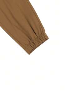 Manfinity Homme Loose Fit Men's Cargo Pants With Flap Pockets And Drawstring Waist - Bronze - View 6