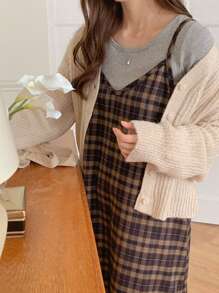 DAZY 女性格紋背心連身裙 - 彩色 - 查看 4