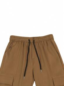 Manfinity Homme Loose Fit Men's Cargo Pants With Flap Pockets And Drawstring Waist - Bronze - View 4