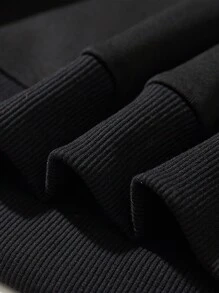 Manfinity Roghcode Men's Plus Size Fleece Hoodie With Letter Patch - Black - View 4