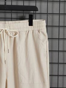 Manfinity Hypemode Men Pocket Patched Corduroy Shirt & Drawstring Waist Pants - Coffee Brown - View 5