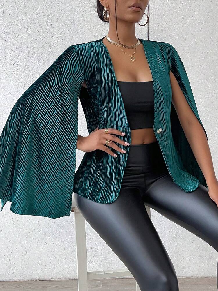 Cloak Sleeve Single Button Placket Cape Blazer Fall Cloth For Women