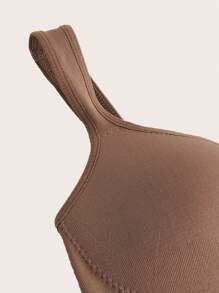 Easithlete 2pcs Solid Ribbed Knit Sports Push Up Bra - Multicolor - View 6