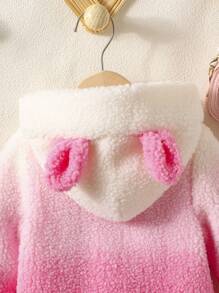 Vestido sudadera con capucha de peluche degradado para bebé niña, otoño - Rosa - Ver 6