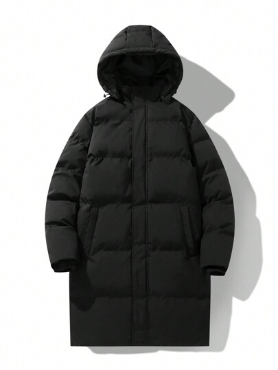 Long Padded Coat For Men, Thick And Warm, Couple Style, Winter Knee-Length Down Jacket
