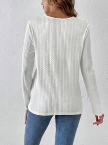 SHEIN LUNE 女士蕾絲邊波浪紋紗緞t恤