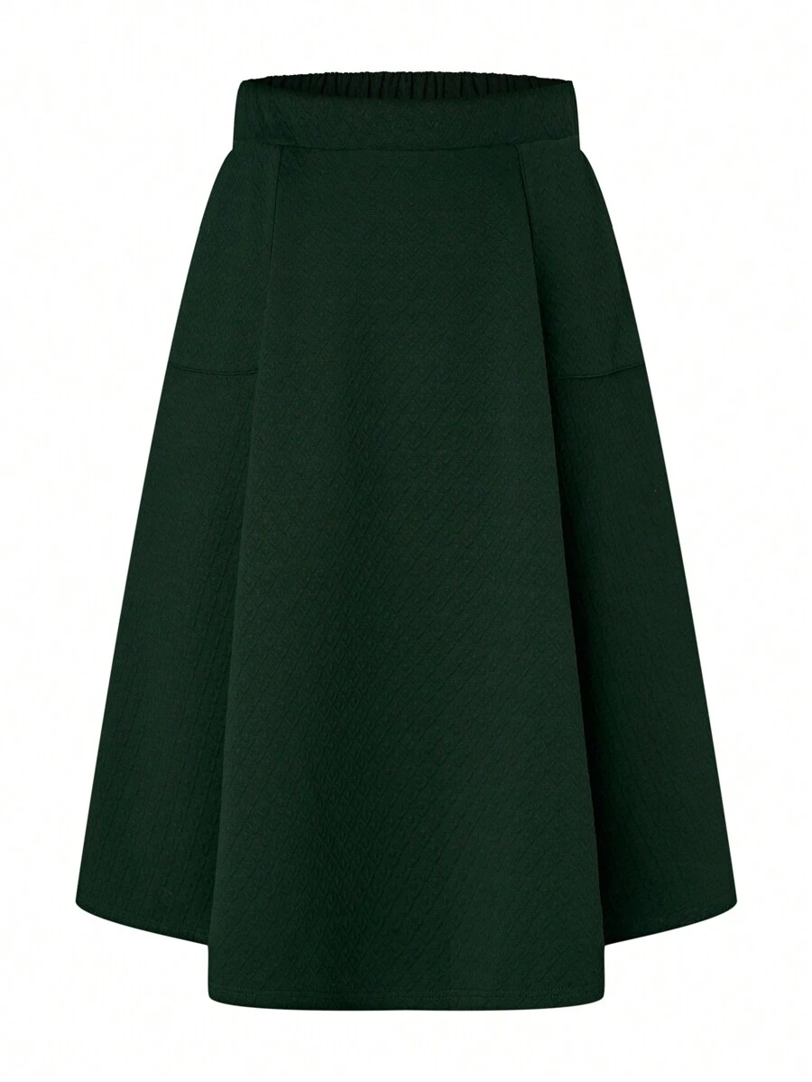 SHEIN Clasi Talla grande Falda amplia unicolor - Verde - Ver 1