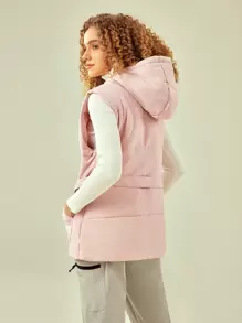 In My Nature 拉链扣带腰带连帽冬季户外背心外套