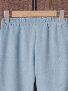 SHEIN 男大童1入組羊絨領口加絨內裏夾克&1入組長褲 - 淺藍色 - 查看 6