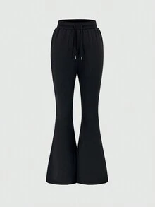 SHEIN Unity Đồ họa Chữ cái Chân bùng Quần thể thao - màu đen - Xem 2