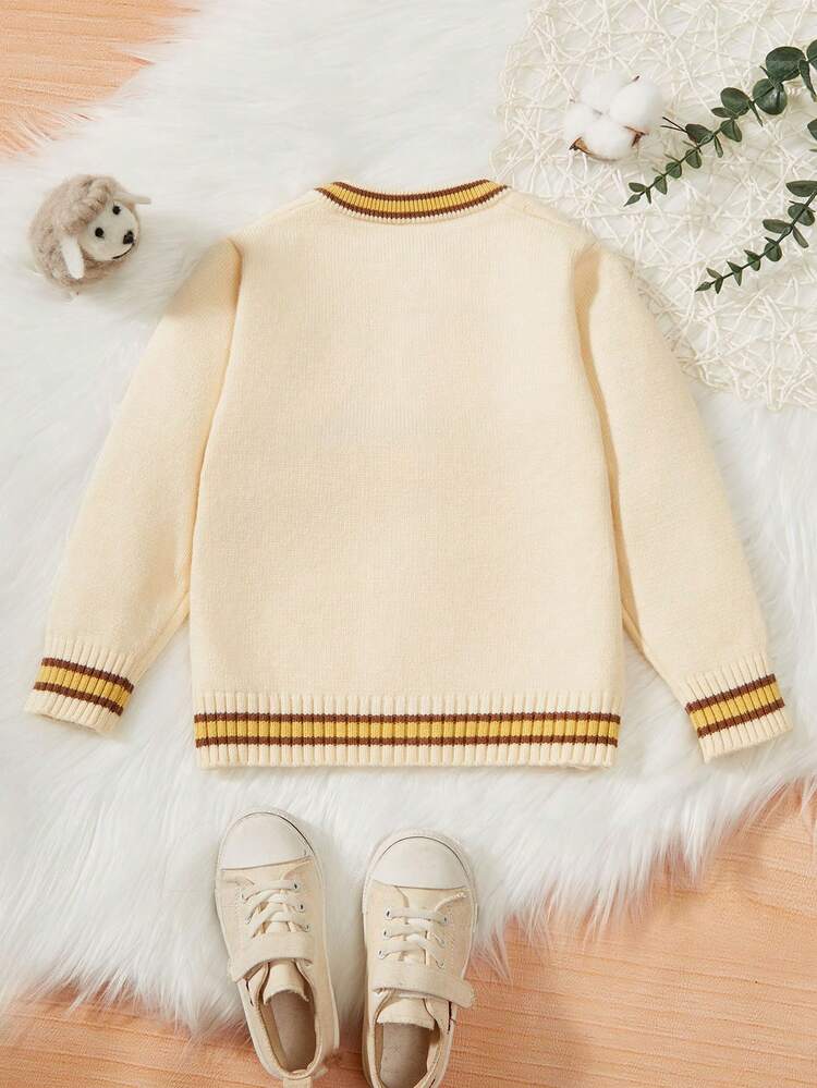 Baby Boy Striped Trim Pocket Patched Cardigan