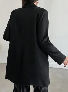 EURMUSE Single-breasted Flap Pocket Blazer - Black - View 2