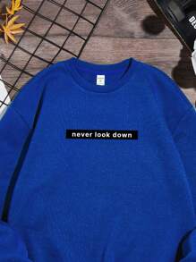 Teen Boy Letter Graphic Pullover,In Fall/Winter - Blue - View 3