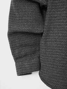 RueChic Men Solid Button Front Shirt Without Tee - 深灰色 - 查看 4