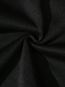 SHEIN EZwear Áo nỉ giữ nhiệt cỡ lớn có in chữ, túi kangaroo và dây rút, lót lông. - màu đen - Xem 5