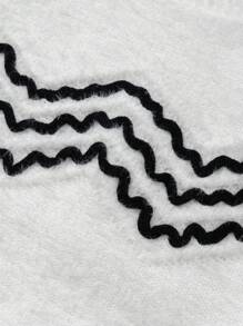 SHEIN Unity Chevron Pattern Raglan Sleeve Crop Sweater - White - View 8