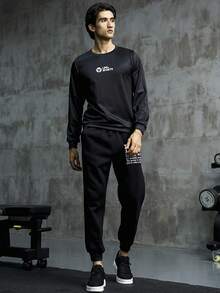 Manfinity Fitness Quần thể thao cạp rút họa tiết logo Boyfriend Style dành cho nam - màu đen - Xem 4