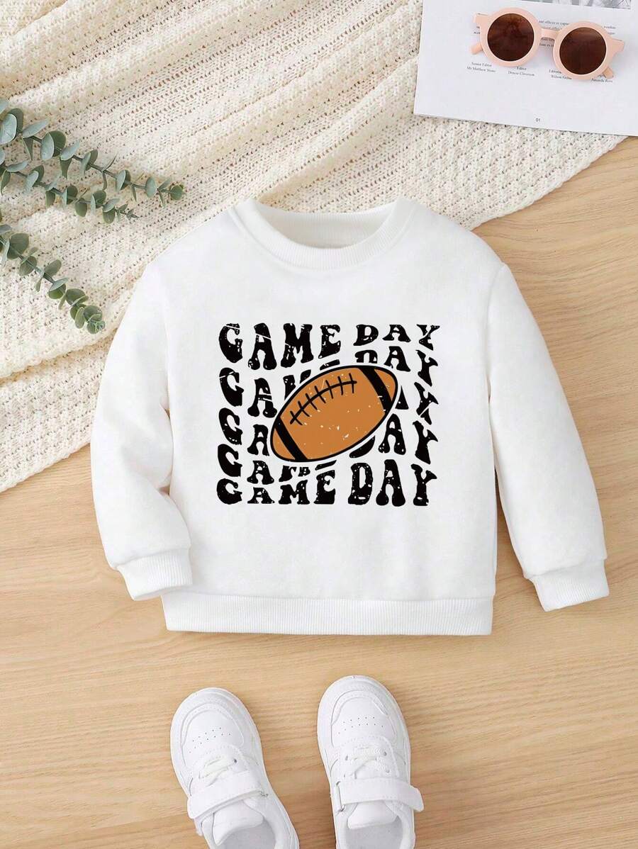 寶寶和兒童可愛休閒橄欖球字母印花套衫秋冬全家人配對裝媽媽和我(單件售賣)