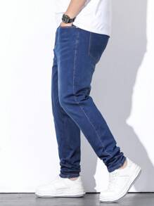 Manfinity Hypemode Men's Plus Size Denim Jeans With Pockets - Blue - View 4