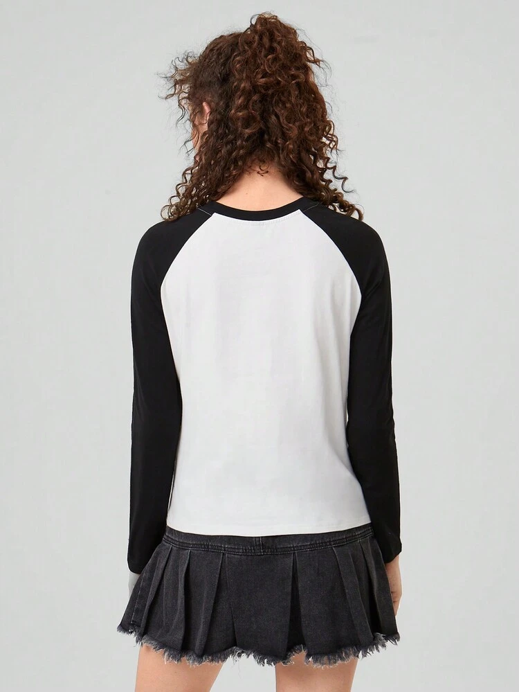 Women's Butterfly Print Raglan Sleeve T-shirt