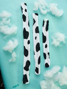 ROMWE 1入組牛奶條紋長毛絨寵物圍巾在黑色&白色,濃烈香調適用於秋天和冬天 - 彩色 - 查看 3