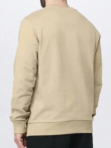 Men Butterfly Print Sweatshirt - Khaki - View 2