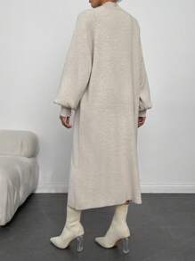 EURMUSE Raglan Sleeve Sweater Dress Without Belt - Beige - View 2