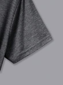 SHEIN Unity Plus Christmas Print Tee - Dark Grey - View 3