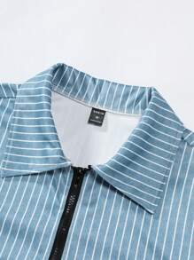 Manfinity Homme Uomo T-shirt A Righe A Mezza Zip E Pantaloni Con Coulisse In Vita
