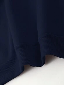 男士休閒恐龍印花連帽衫帶拉繩 - 藏蓝色 - 查看 4