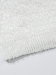 SHEIN Unity Chevron Pattern Raglan Sleeve Crop Sweater - White - View 5