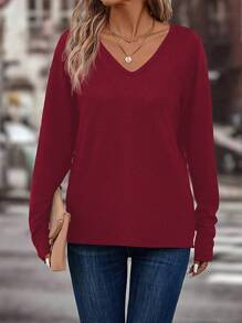 EMERY ROSE Solid Drop Shoulder Tee Fall Cloth For Women