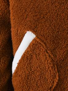 SHEIN 男小童拼接邊袋鼠口袋毛絨帽衫和褲子