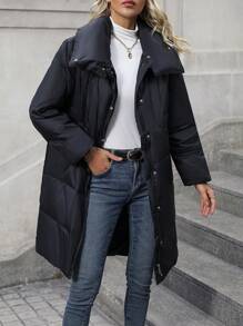 SHEIN LUNE Zip Up Snap Button Down Coat