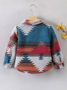 男小童幾何印花補丁貼口袋外套不帶T恤 - 淺藍色 - 查看 2