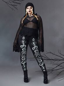 ROMWE Goth Hơn In rắn Xà cạp - màu đen - Xem 2