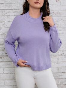 SHEIN LUNE Hơn Thả vai Áo len - Màu tím - Xem 4