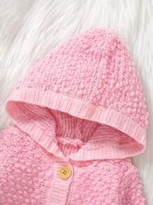 Baby Girl Button Front Hooded Cardigan