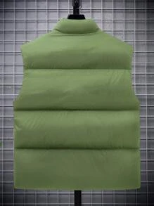 Manfinity Homme Chaleco de talla grande para hombre, de ajuste holgado, con cremallera y de un solo color - verde menta - Ver 2