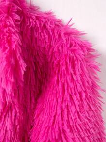 SHEIN Tween Girl Two Tone Open Front Fuzzy Jacket Without Sweater - Multicolor - View 5