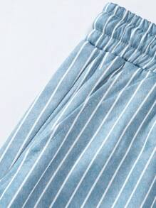 Manfinity Homme Uomo T-shirt A Righe A Mezza Zip E Pantaloni Con Coulisse In Vita